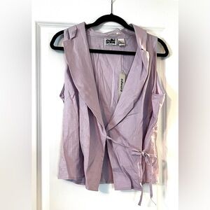 Linen purple front tie top by Edward Irish linen